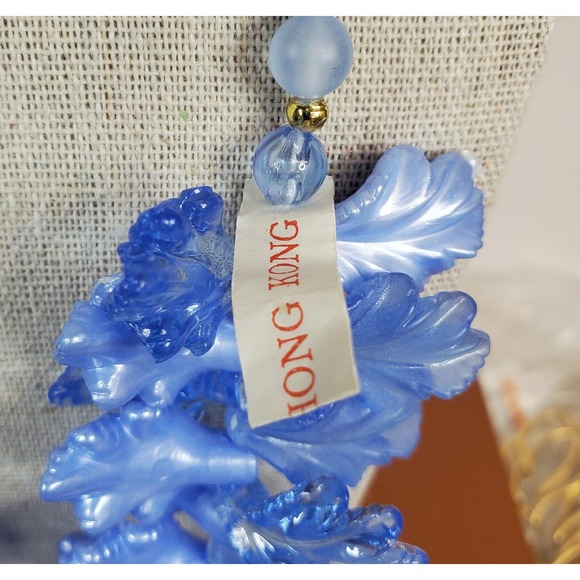 Vintage‎ Acrylic Blue Leaves Necklace Hong Kong - Picture 3 of 5